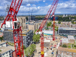 Three new WOLFF hydraulic luffing jib cranes on Wates’ Gascoigne West residential project in London