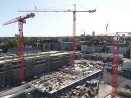 Three WOLFF Cranes build residential Kaiserquartier in Dortmund