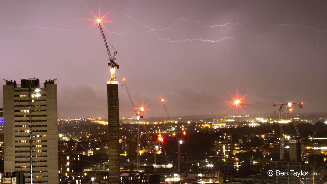 WOLFF 100 B lighting up Birmingham skyline.  Copyright: Ben Tylor