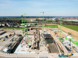 As Green as it Gets &ndash; Six WOLFF Cranes Move 60.000 Cubic Meters of Concrete for the Memmingen Hospital
