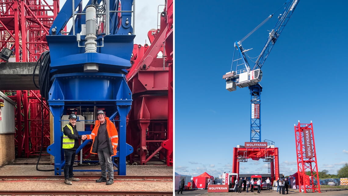 The new WOLFF 235 B tower crane in customer colour was exhibited at Vertikal Days 2026.